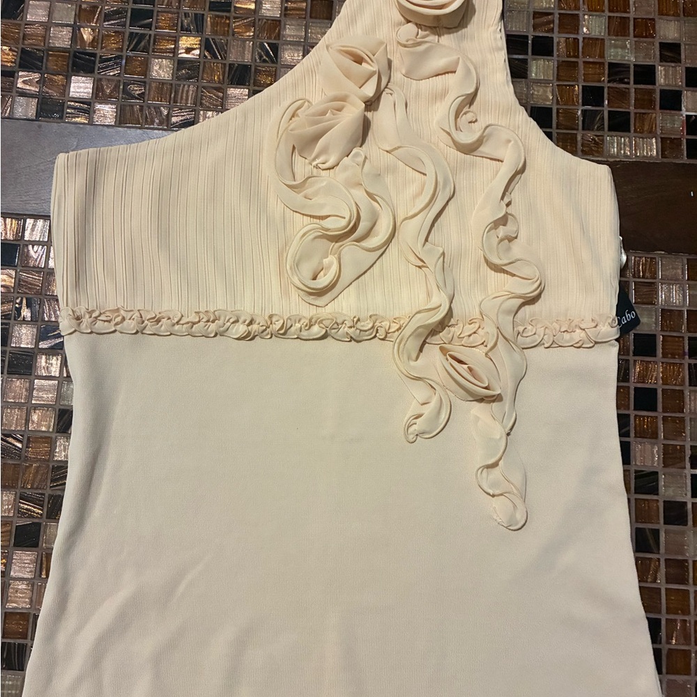 Dolce Cabo Elegant  Cream One-Shoulder Top size XL BNWT